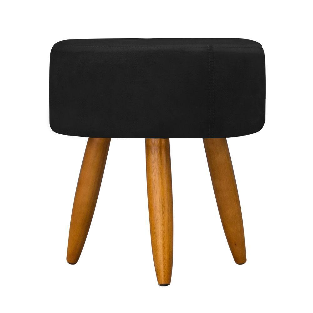 Miniatura Puff Redondo Decorativo Pés Palitos Quarto - Preto