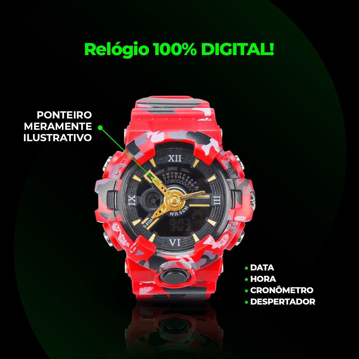 Miniatura Relógio Digital Prova Dagua Masculino + Proteção Oculos Uv