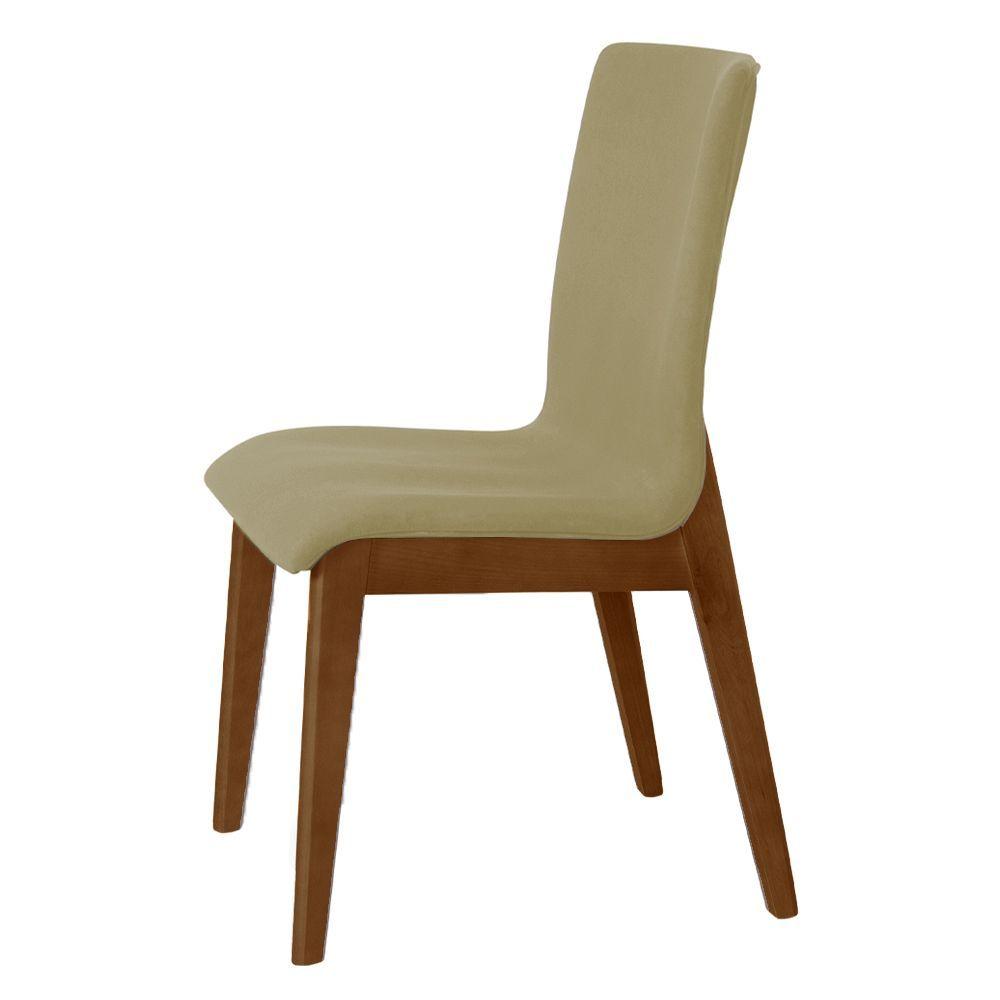 Miniatura Kit 4 Cadeiras De Jantar Diamante Estofadas Em Veludo Bege Base Madeira Maciça Imbuia Bege