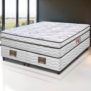 Miniatura Cama Box King Size Bipartida Cama inBox Moderne Ortopédico com Camada Especial de Espuma D45 63x193x203cm - Branco/Grafite