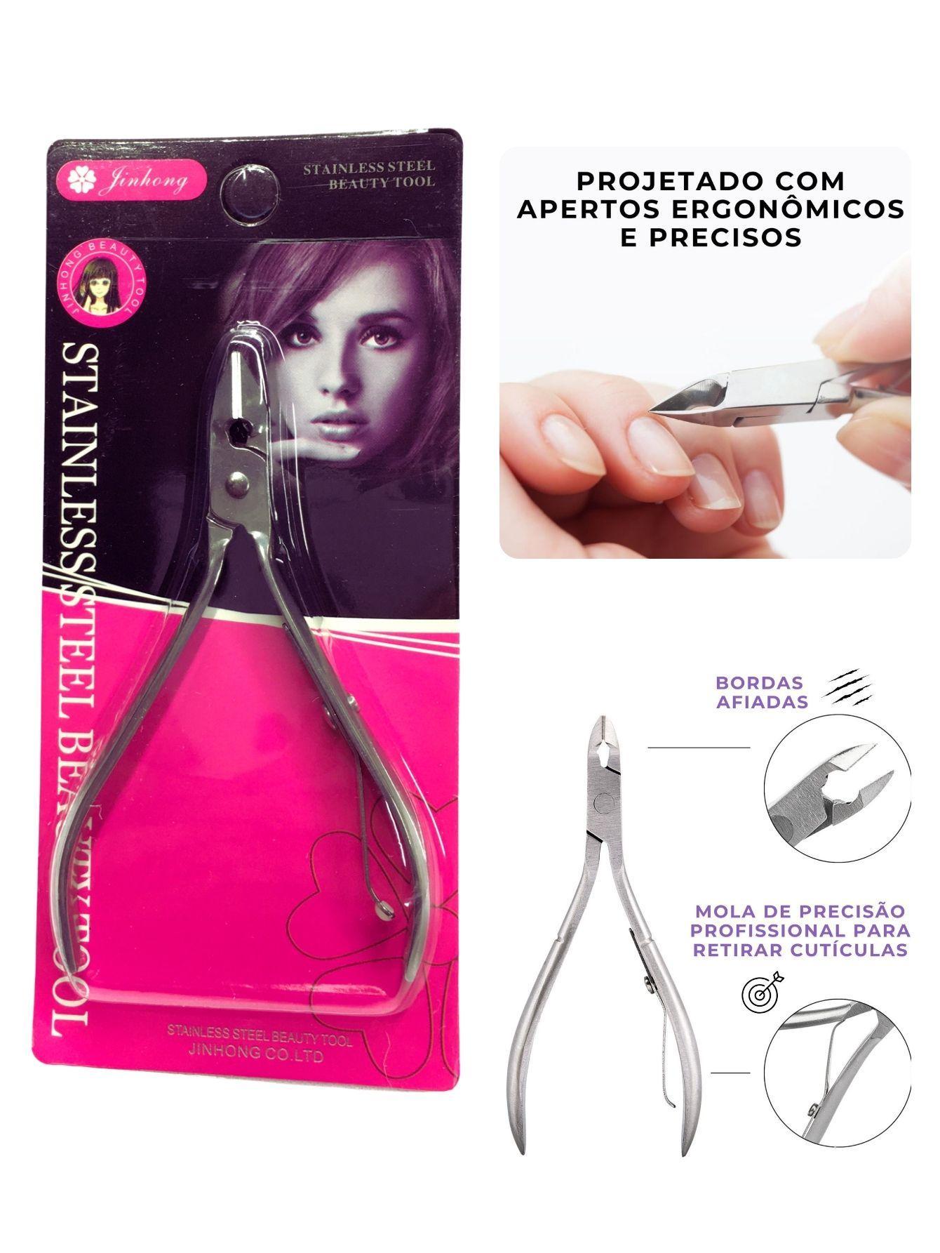 Miniatura Kit Alicate + Lixa Buffer 100/180 Cutícula Corta Unha