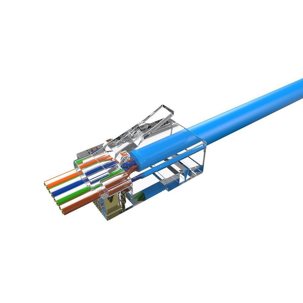Miniatura Conector Rj45 Macho De Passagem Cat.6 (Pct 10 Plugs)