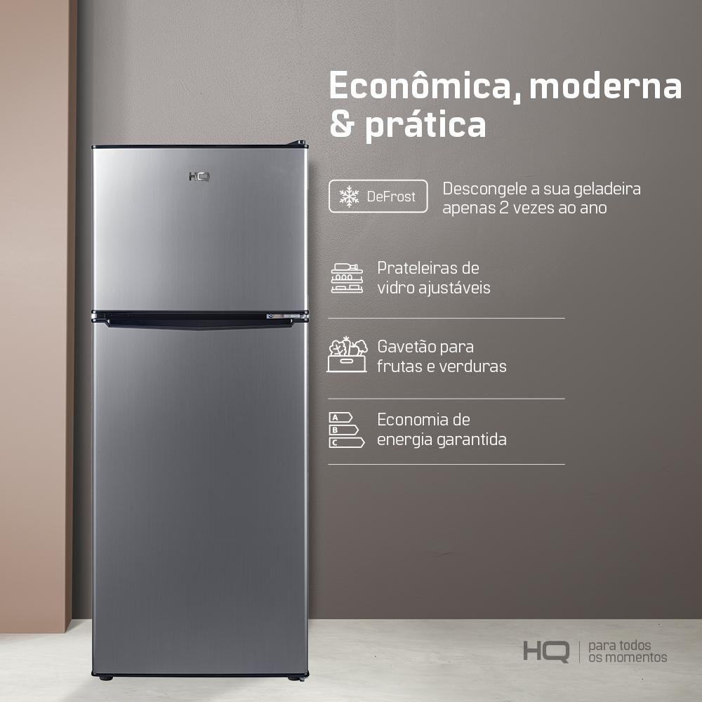 Miniatura Geladeira Refrigerador HQ Defrost 310 Litros Preto/Inox HQ-310RDF 220V