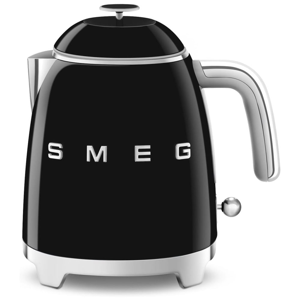Miniatura Chaleira Elétrica SMEG Mini 50s Retro Style de 3 xícaras com Base Antideslizante de Parede Dupla e Indicador de Nível de Água - Preto