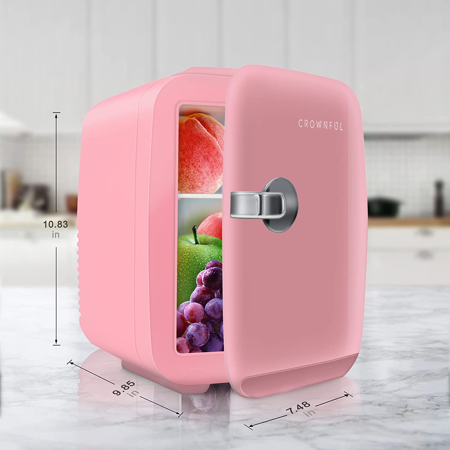 Miniatura CROWNFUL CFPC4LBLK Mini Geladeira para Skincare 4 Litros Portátil 110V12V Rosa