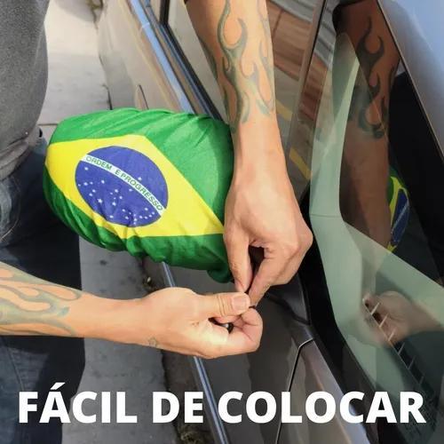 Miniatura Par Capa Retrovisor Bandeira Brasil Pano Patria Copa Torcida