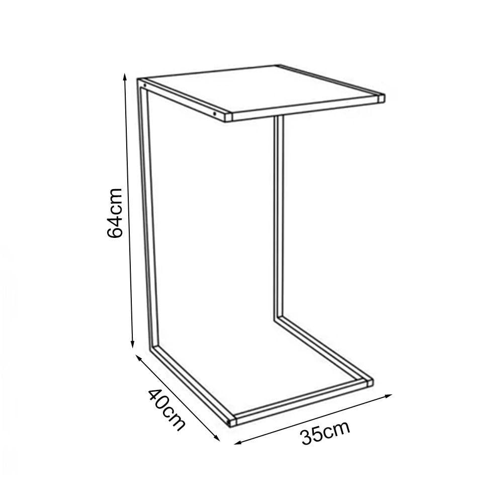 Miniatura Mesa Lateral Industrial Steel Preta E Imbuia Preto