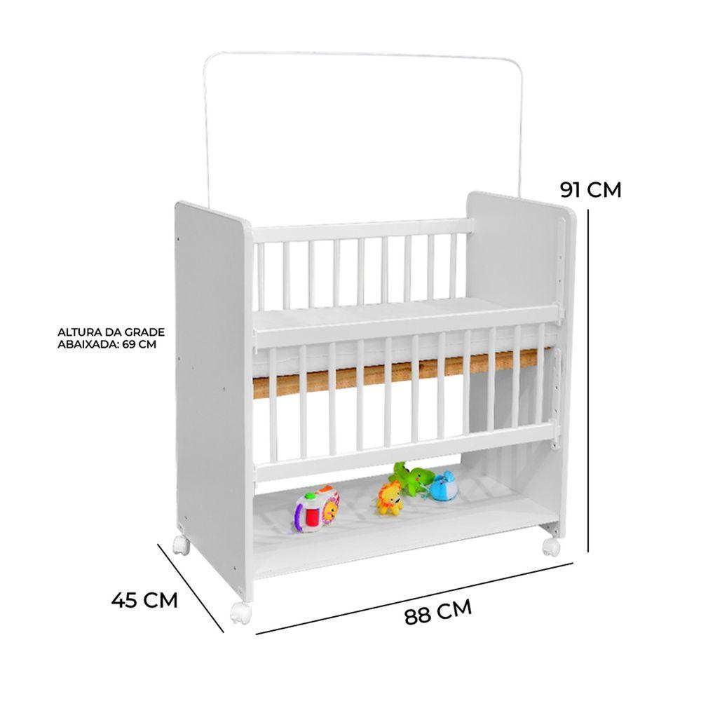 Miniatura Mini Berço Bed Side Moisés Grade Móvel Branco Com Colchão
