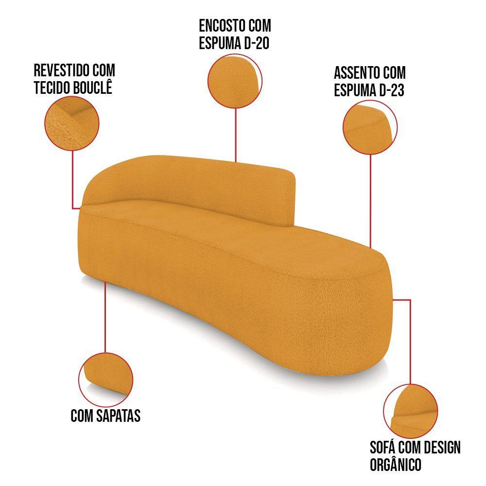 Miniatura Sofá 4 Lugares Orgânico 220 Cm Morgan Bouclê Mostarda D03 - D'rossi