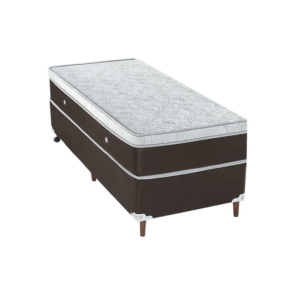 Miniatura Base Box E Colchao Solteiro Stylle Unico Molas Ensacadas 1,88 X 0,88 X 0,70 Branco - Marrom