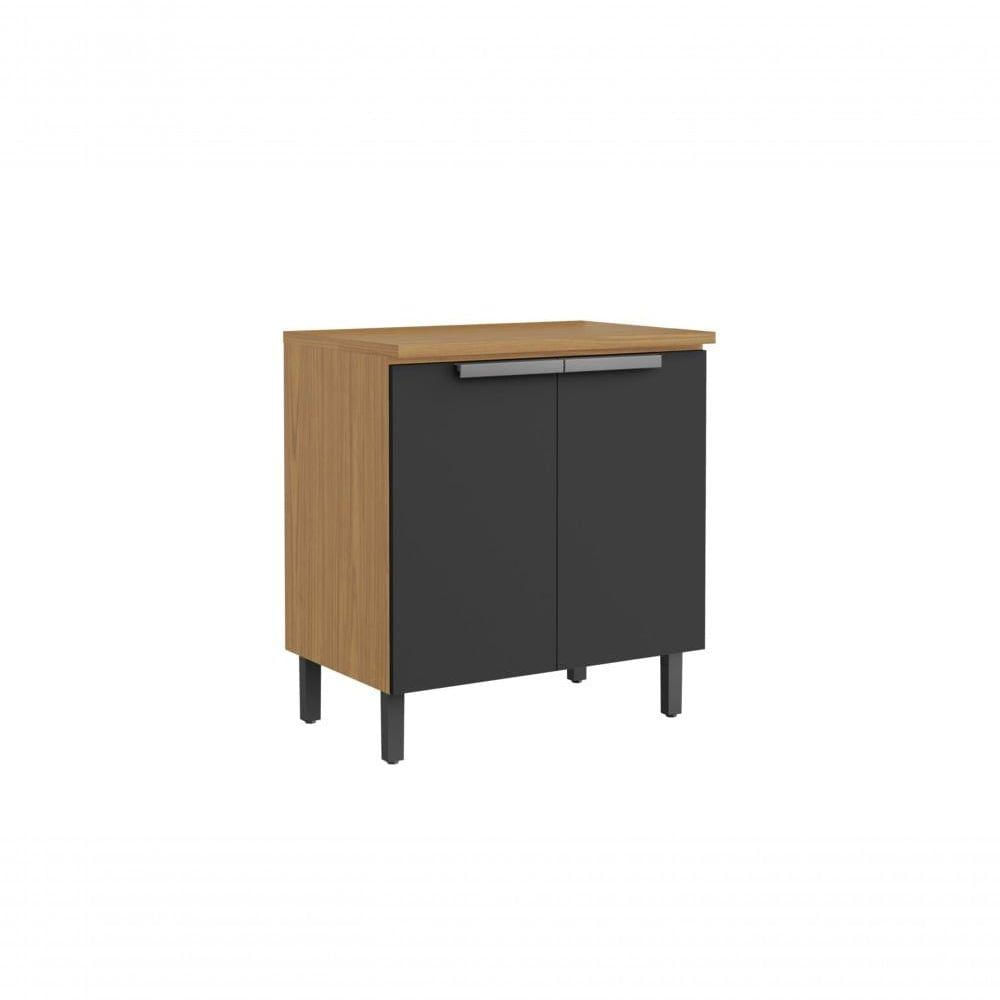 Miniatura Balcão De Cozinha 80cm 2 Portas Com Tampo New Porto - Itatiaia Freijó/grafite