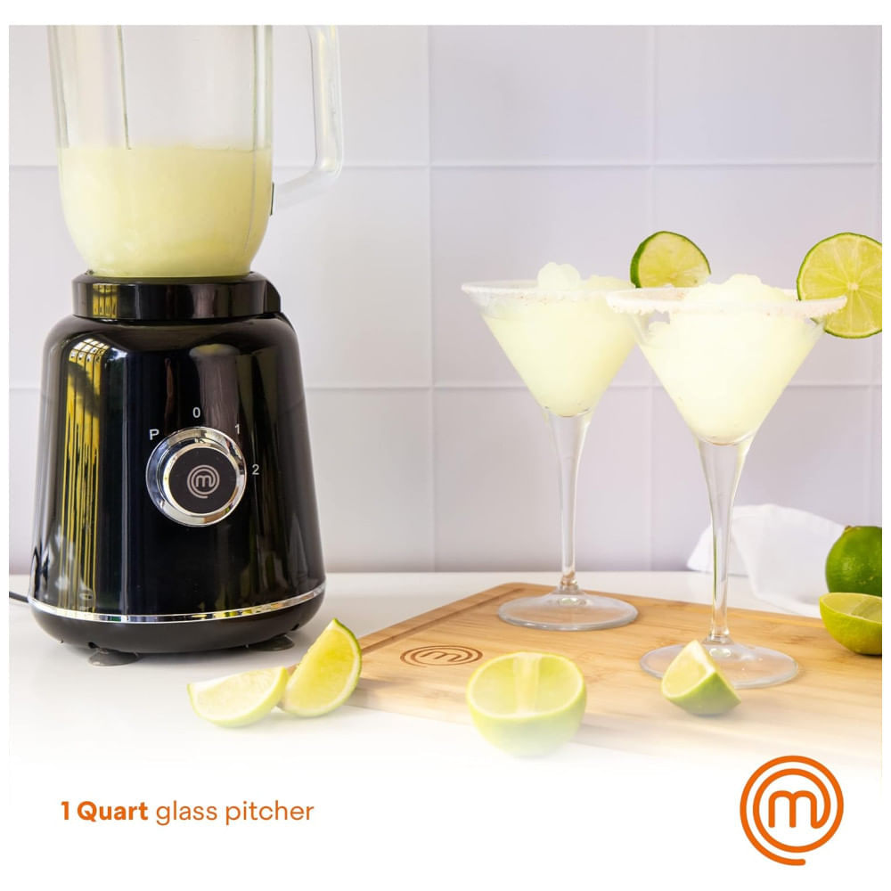 Miniatura Liquidificador de Bancada 1L com Jarro de Vidro e 2 Velocidades, 110V 400W, MasterChef, Preto