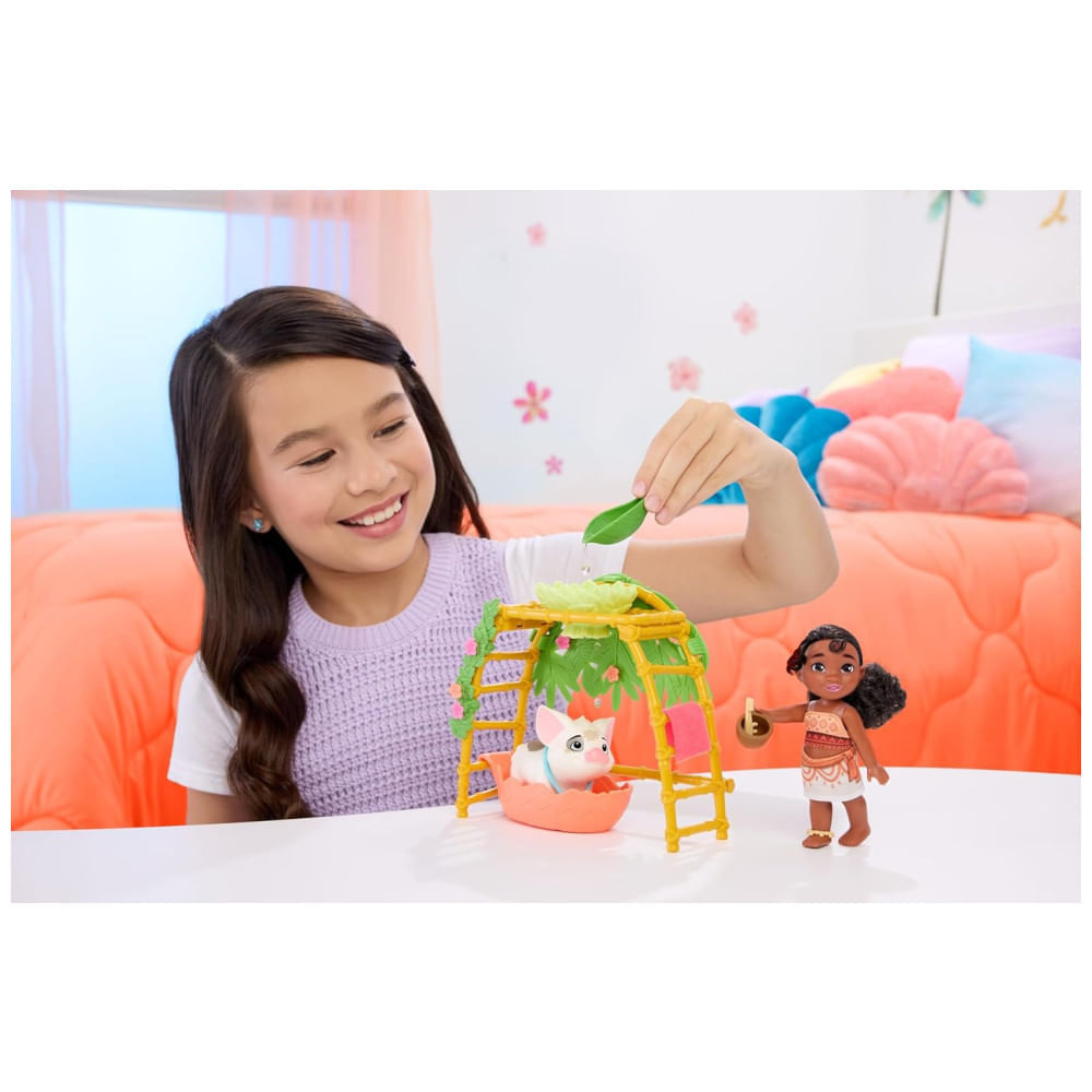 Miniatura Playset Fun com Pua Disney Moana 2 com 10 Acessórios, Mattel. 110v