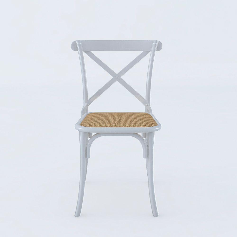 Miniatura Kit 4 Cadeiras Katrina X Branca Assento Bege Aço Asturias - Cor: Branco