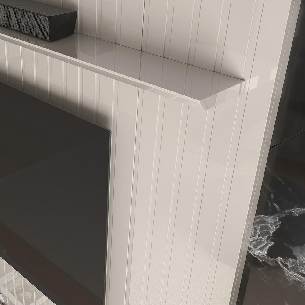 Miniatura Painel Frisado Oslo - Mdf 1 Porta E 1 Gaveta Off White-freijó - Lukaliam Móveis