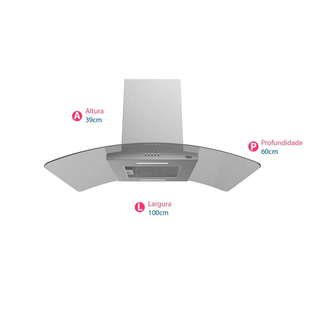 Miniatura Coifa de Ilha Inox Para 6 Bocas 3 Velocidades Philco PCO100I Inox - 110V