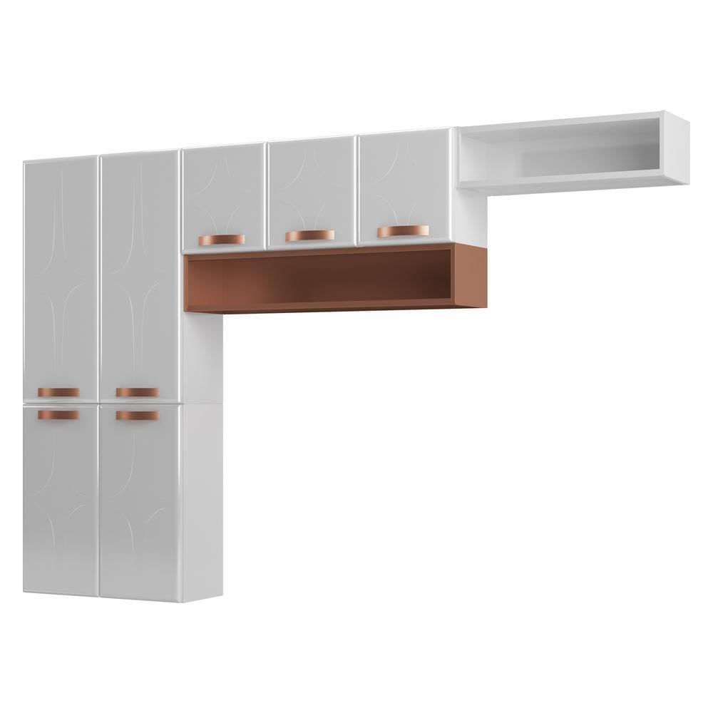 Miniatura Cozinha De Aço Compacta Com Nicho Aéreo 3 Peças Branco rosé