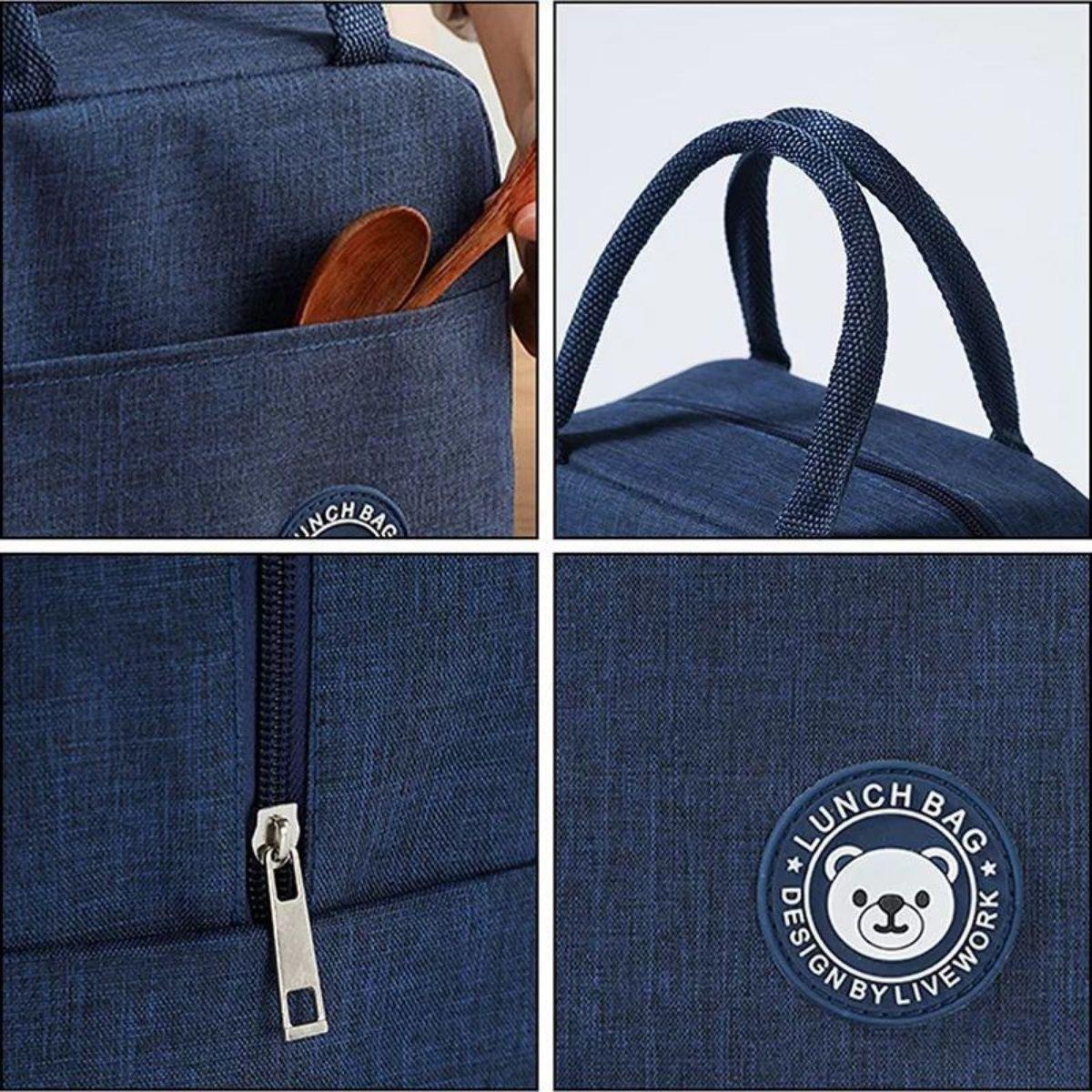 Miniatura Lancheira Termica De Passeio Bolsa Marmita Portátil Azul