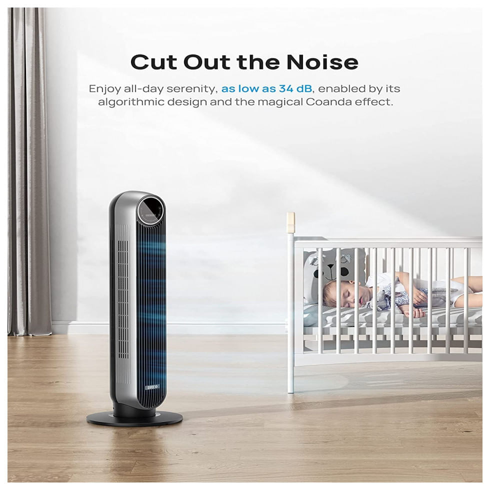 Ventilador de Torre Dreo DR HTF007S com 4 Velocidades, Controle Remoto, Tela LED e Controle de Voz, 110V, Cinza