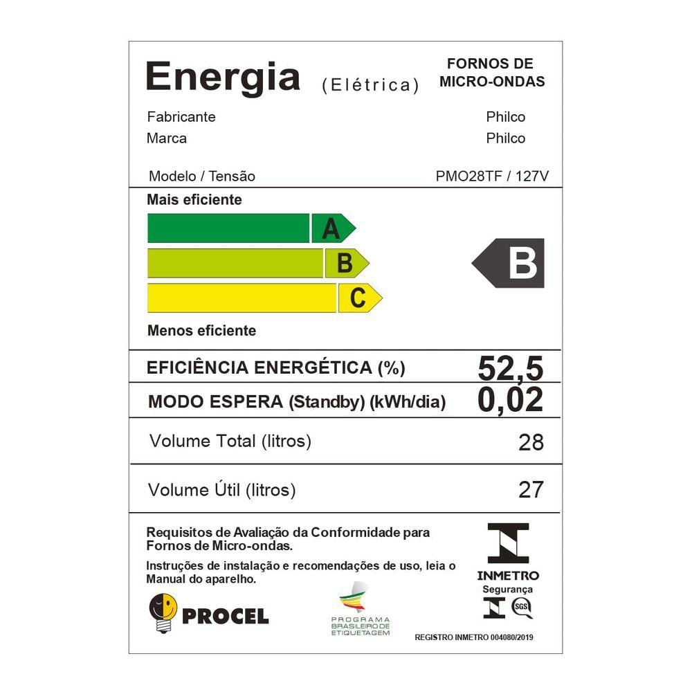 Micro-ondas Philco PMO28TF Flat Sem Prato Giratório 28L 1400W 110V