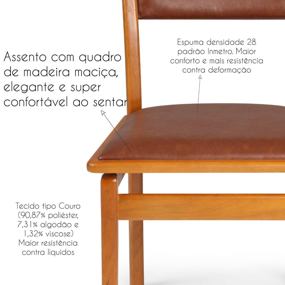 Kit 2 Cadeiras Madeira Maciça Encosto e Assento Estofado Chade Freijó