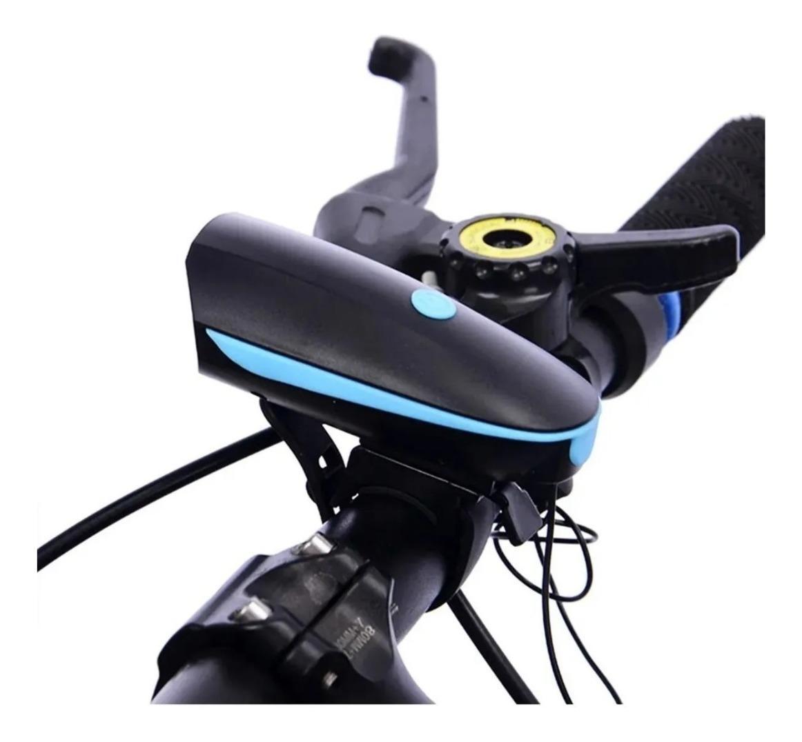 Miniatura Farol Bicicleta Bike Com Buzina Usb Lanterna Recarregável
