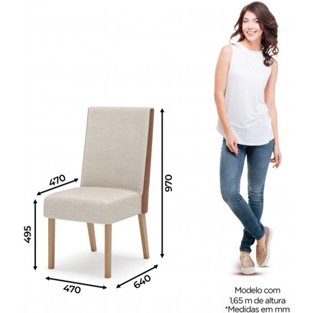 Miniatura Conjunto Mesa De Jantar Henn Adriana Tampo De Vidro Com 6 Cadeiras Nature/off White/linho/courano