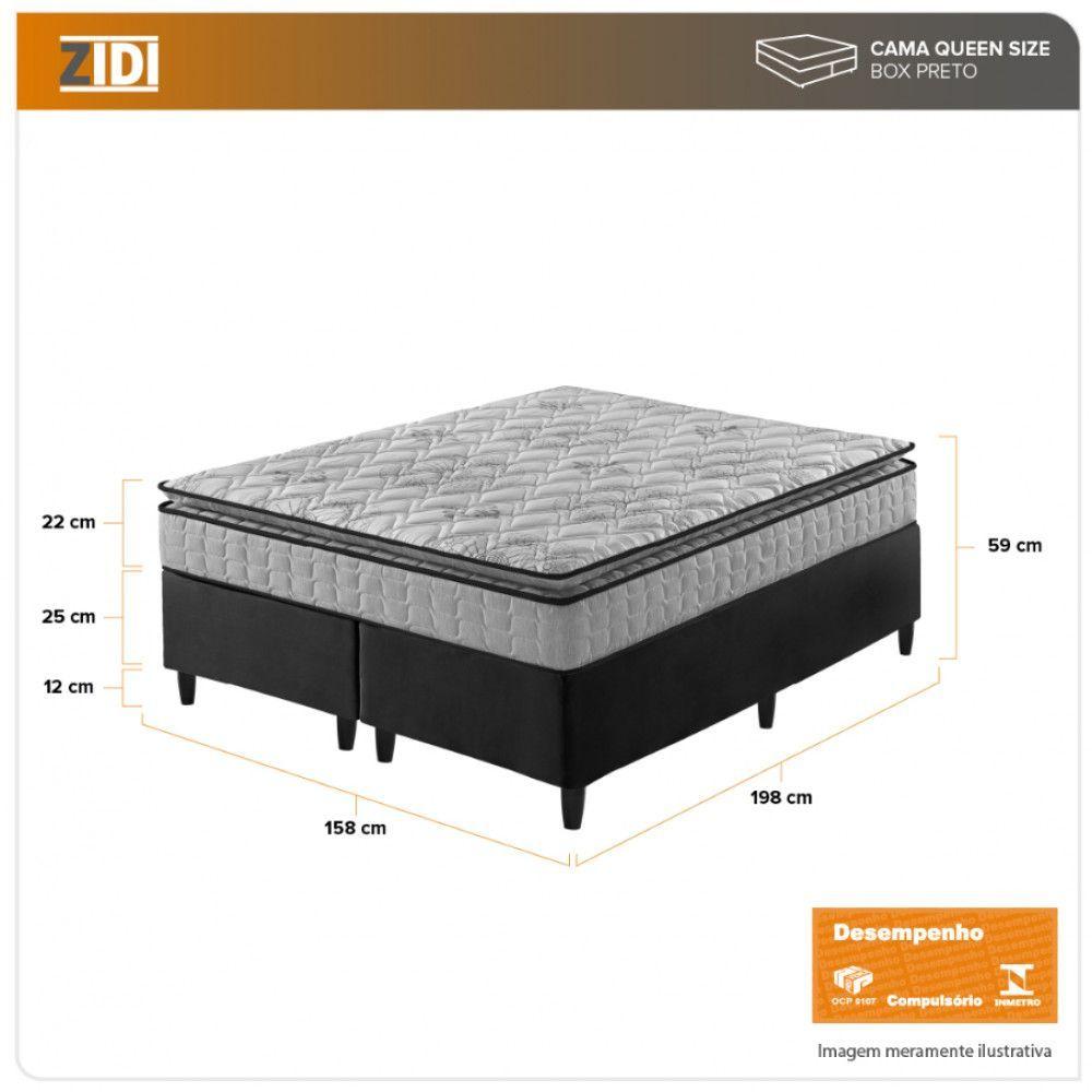 Miniatura Cama Box Queen Preto + Colchão Ortopedico Espuma D33 Pillow