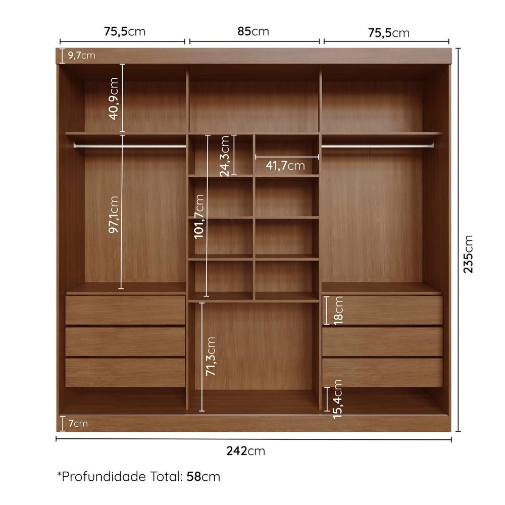 Miniatura Guarda-roupa Casal 3 Portas de Correr Samambaia Cabecasa Madeiramadeira Freijó/Verde