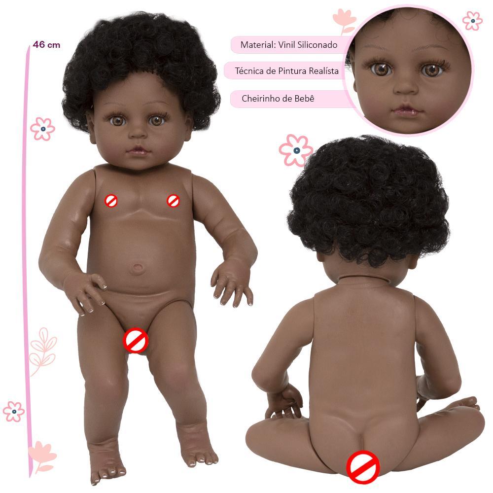 Miniatura Bebe Reborn Realista Girafinha Menina Negra Enxoval Completo