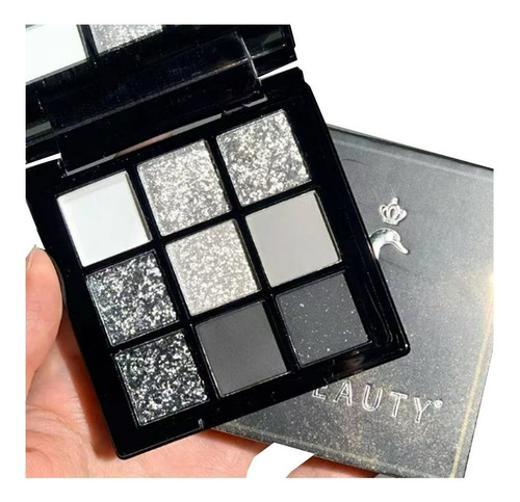 Miniatura Paleta Sombras 9 Tons Black Matte Brilho Maquiagem - Preto