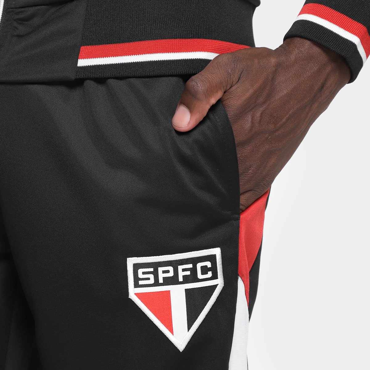 Miniatura Agasalho São Paulo Trilobal Tricolor SPR Masculino Preto+Vermelho - EGG