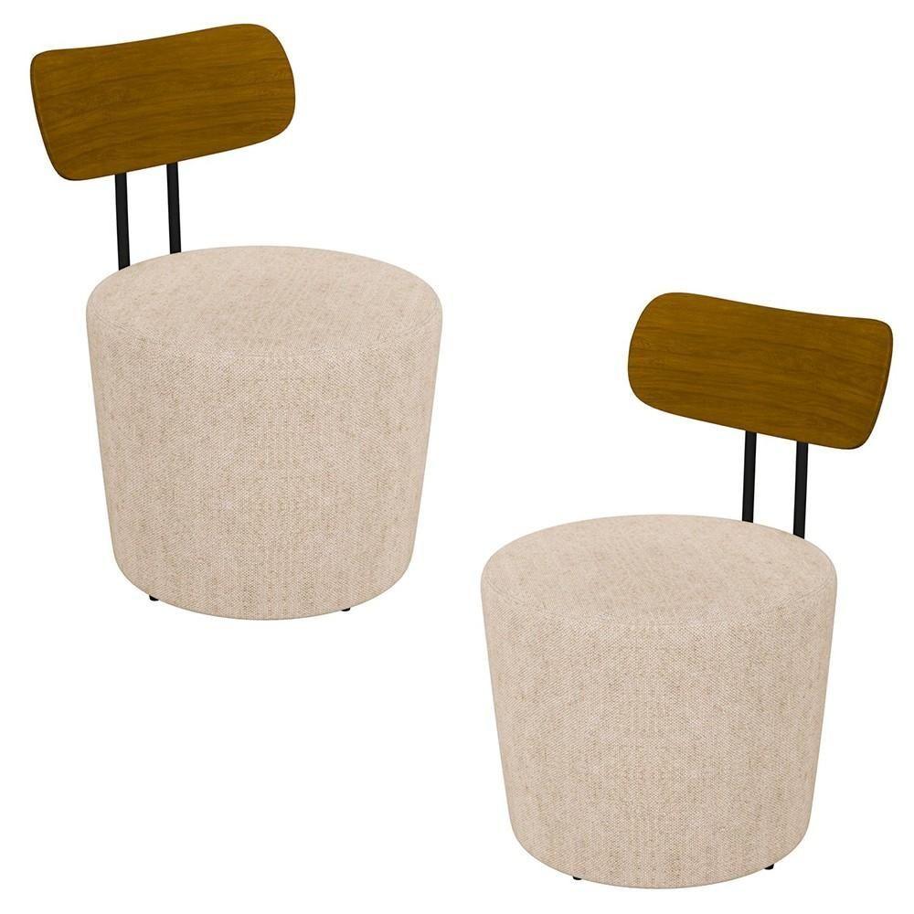 Miniatura Kit 2 Poltronas Decorativas Redondas 53cm Le Moon M22 Linho Cru - Mpozenato