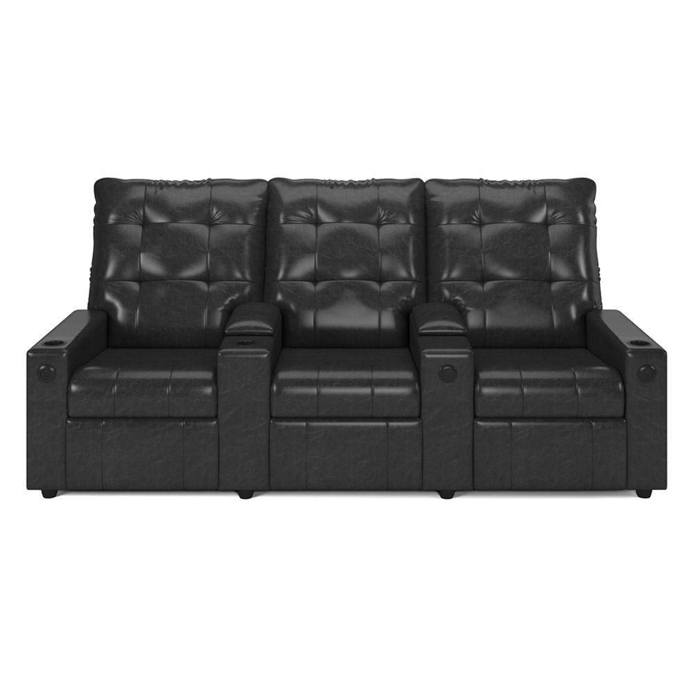 Miniatura Poltrona Reclinável Para Cinema Parma 3 Lugares Baú Usb Pu Brilho Fh1 - D'rossi Cor Preto