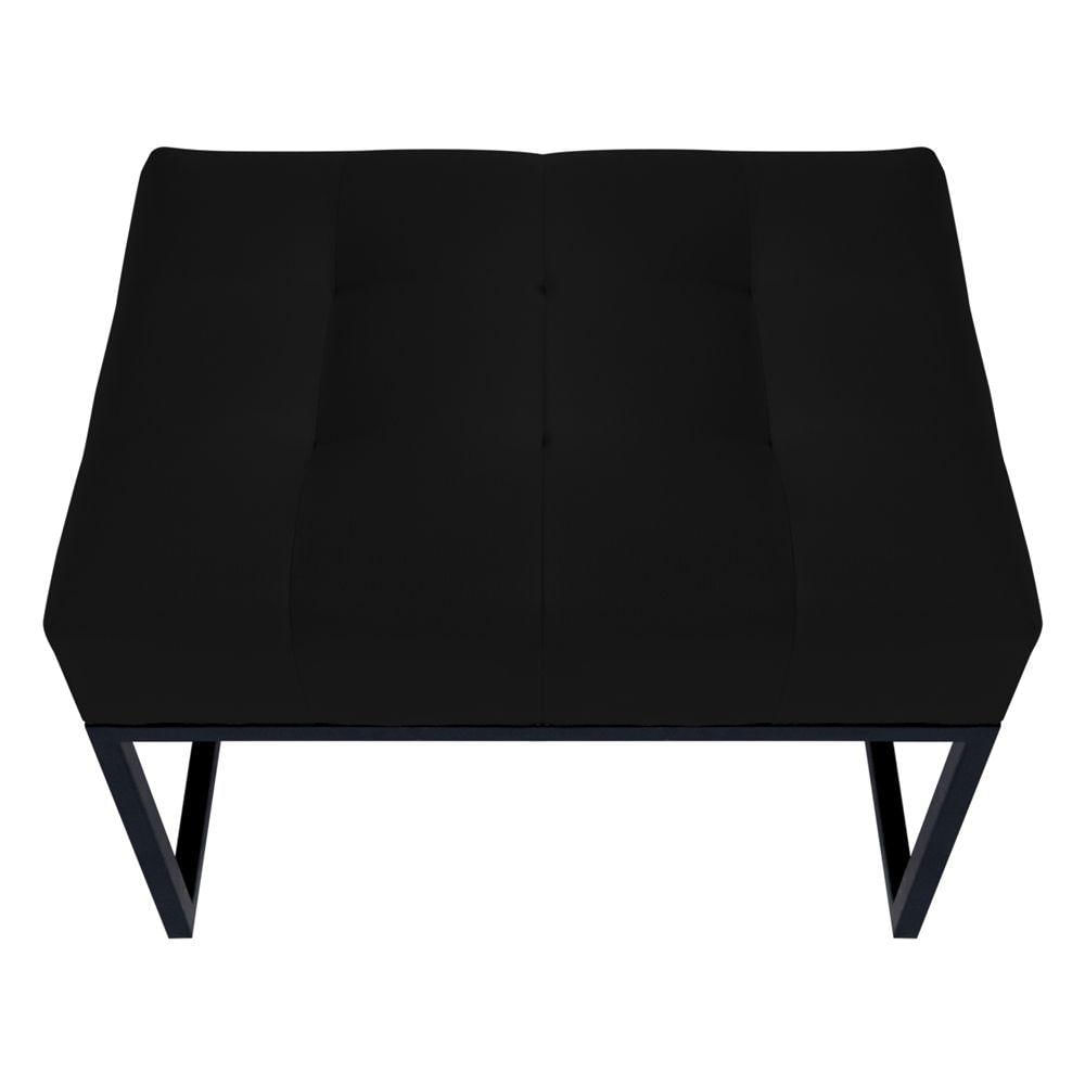 Miniatura Puff Decorativo Sala De Estar Agnes 60x44cm Com Base De Ferro Sintético Preto