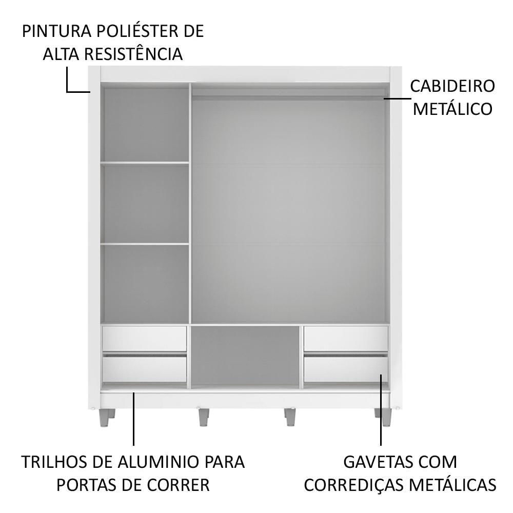 Miniatura Guarda Roupa Casal Lyon 3 Portas de Correr 4 Gavetas Madesa