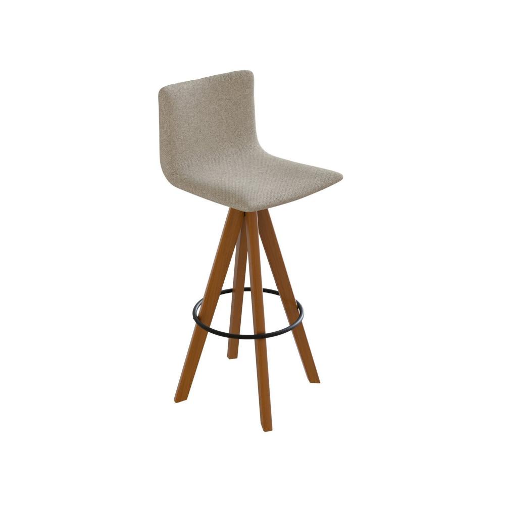 Miniatura Banqueta Giratoria Alta 75cm com Assento e Encostos Estofados Ref 257 Imbuia
