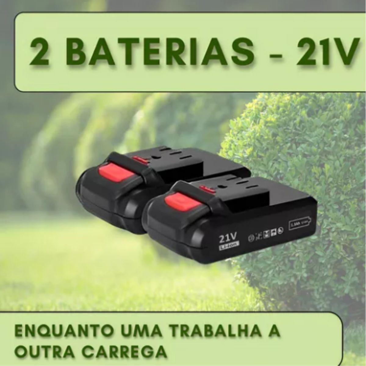 Miniatura Roçadeira Elétrica Cortador De Grama Aparador 2 Baterias 21V