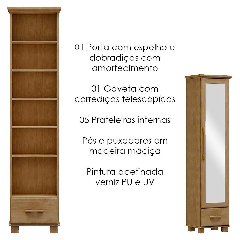 Miniatura Sapateira 1 Porta Espelho Madeira Maciça 194x47 Cm 2255 Freijo Milani Store
