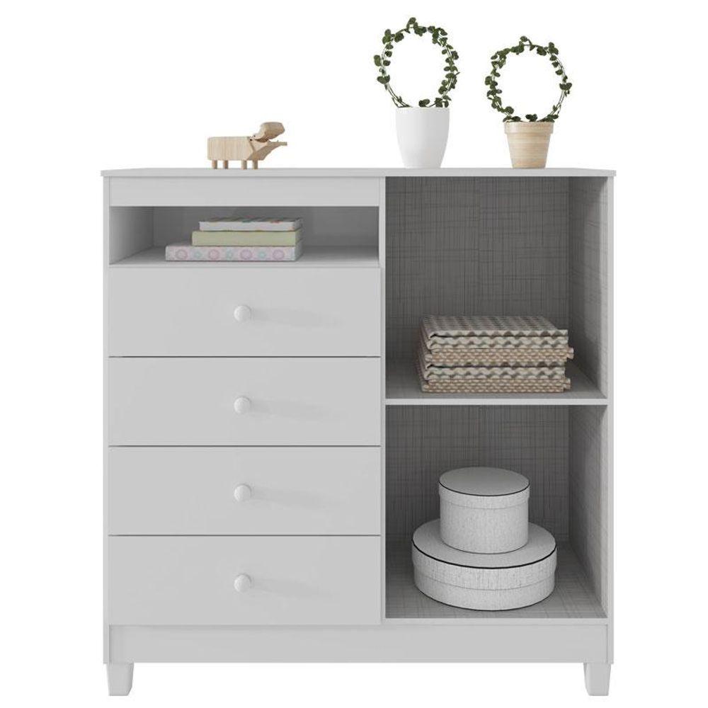 Mini Berço Moisés Alegria Com Colchão E Cômoda Infantil Ternura Baby Branco Flex - Incorplac