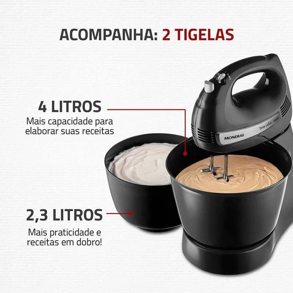 Batedeira Planetária Premium B-04 NP 4L e 2,3L 400W 4 Velocidades Preto 220V