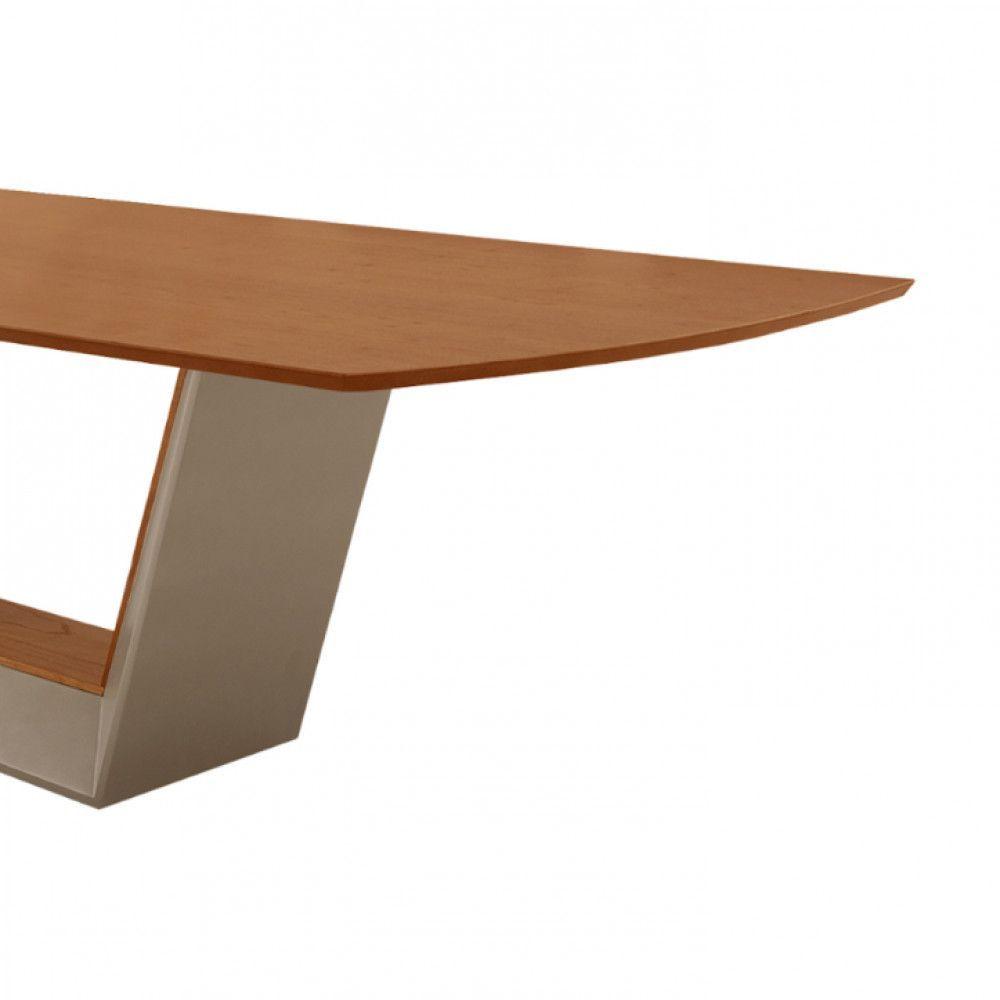 Miniatura Mesa Para Sala De Jantar Rubi 220cm Moderna Mobília Champanhe Com Off White-cinamomo Imbuia