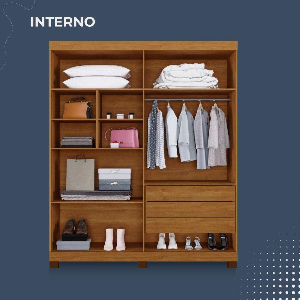 Guarda Roupa Master 4 Portas 3 Gavetas Benetil Cinamomo