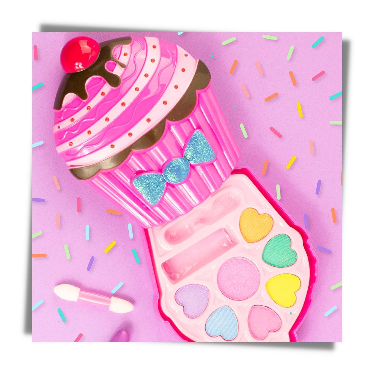 Miniatura Maquiagem Infantil Kit Estojo Sombras Batom Pincel Disco