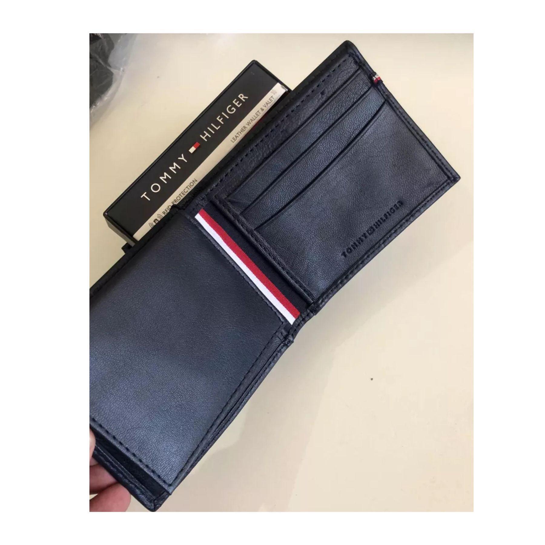 Miniatura Carteira Tommy Hilfiger Masculina Preta Billfold Com Detalhe