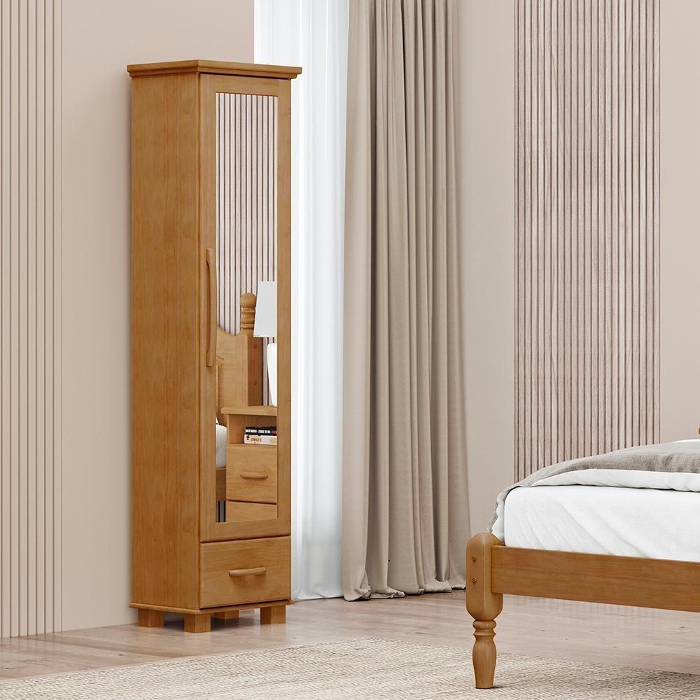 Sapateira 1 Porta Espelho Madeira Maciça 194x47 Cm 2255 Freijo Milani Store