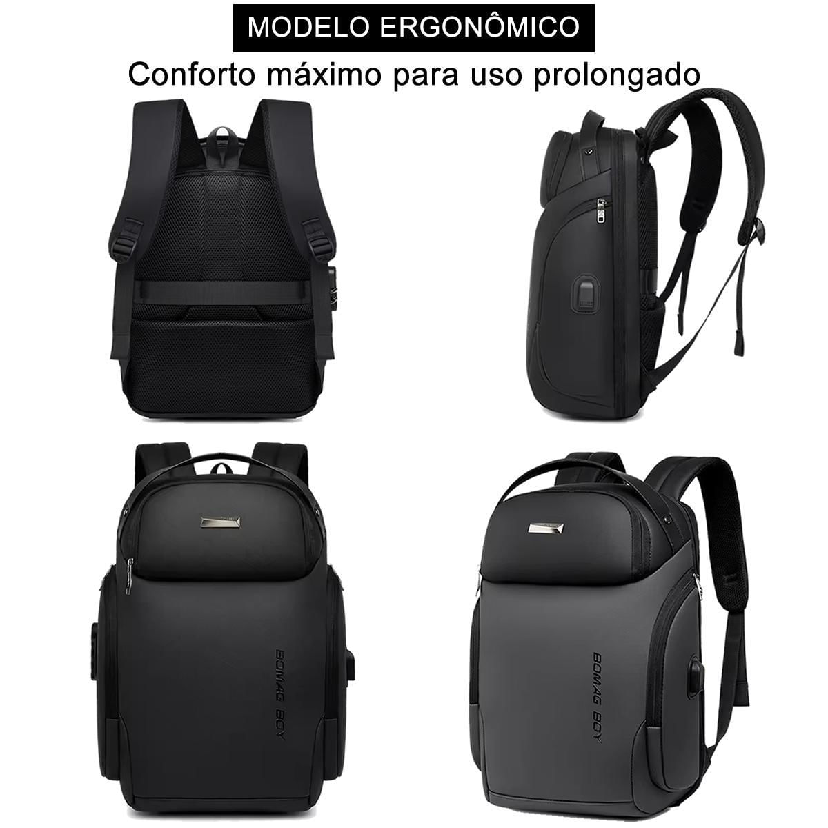 Miniatura Mochila Antifurto Usb Trava De Zíper Impermeável - Cinza