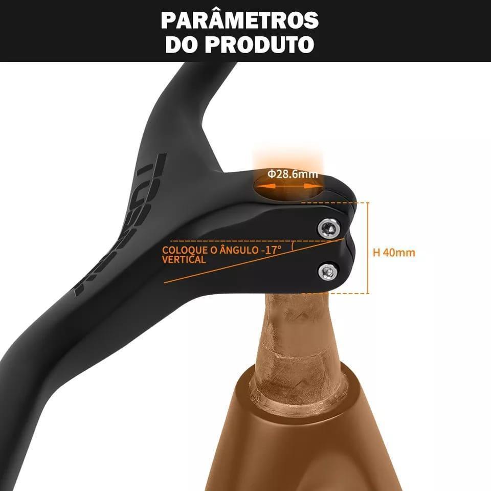 Miniatura Guidão Integrado Mtb Full Fibra De Carbono 3K 700X80Mm