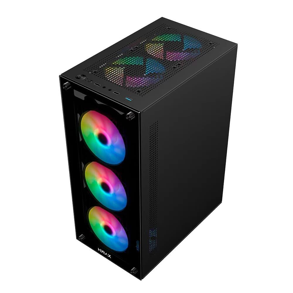 Miniatura Gabinete Gamer Hyrax HGB210, Mid Tower, ATX,  Lateral e Frontal em Vidro Temperado, Sem Fans, Preto - HGB210B
