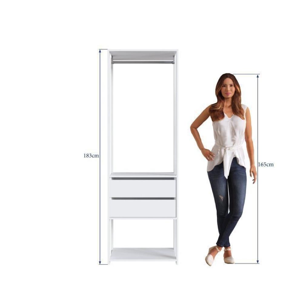 Guarda Roupa Closet 2 Peças com 1 Cabideiro 2 Gavetas e 6 Nichos Easy Prodecor Branco
